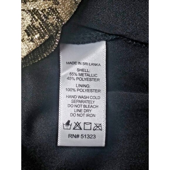 NWT CeCe Womens top Sz S shimmery gold black Party metallic blouson off shoulder - Picture 10 of 11